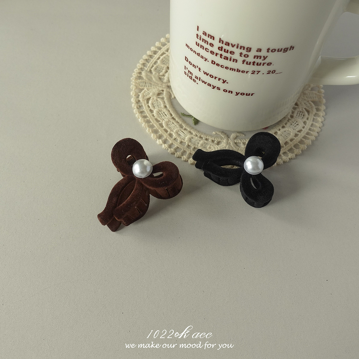 韩国进口丝绒蝴蝶结刘海小发夹