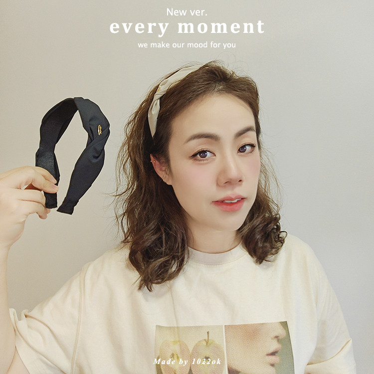 韩国进口黑色褶皱布艺发箍女简约时尚通勤撸头发头箍女高颅顶神器