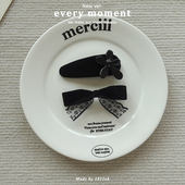 韩国代购 黑色丝绒刘海夹复古蕾丝蝴蝶结发夹鸭嘴夹花朵侧边夹BB夹