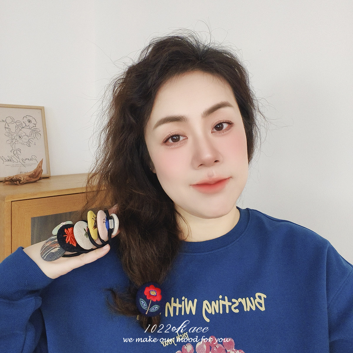 韩国进口田园风花朵发圈女布艺头绳发饰可爱花朵小鸟猫头鹰皮筋