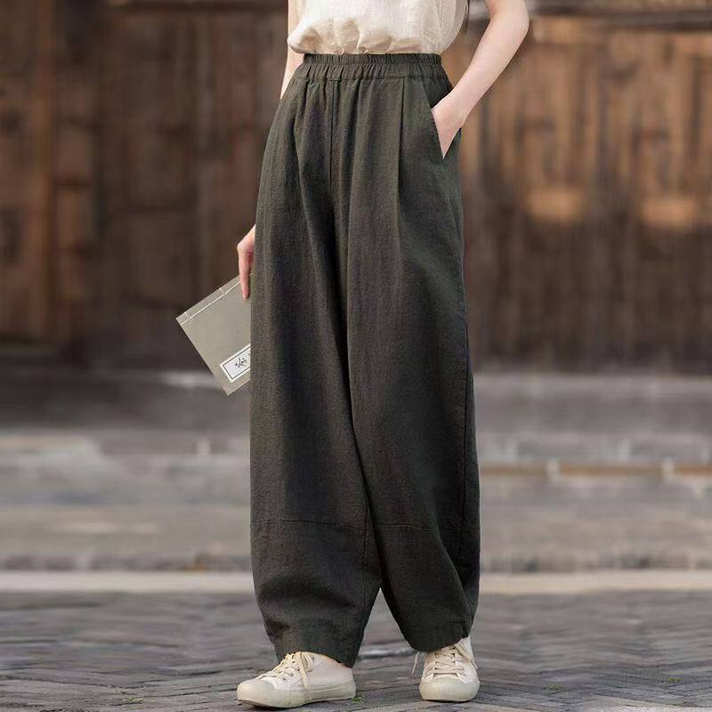 2026夏季棉麻休闲裤女裤薄款文艺复古阔腿裤百搭显瘦香蕉裤长裤子