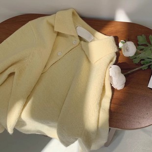 2023韩东大门秋季新款oun*e马海毛羊毛polo领宽松针织毛衣