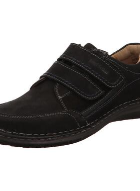 代购JOSEF SEIBEL男士休闲鞋透气软底轻便舒适黑色魔术贴圆头