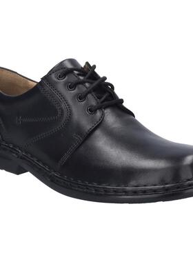 代购JOSEF SEIBEL男士正装鞋透气软底轻便耐磨黑色系带圆头低帮