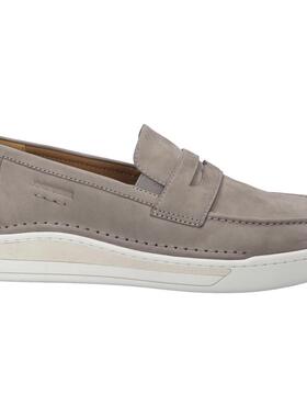 代购JOSEF SEIBEL男士乐福鞋透气轻便软底舒适灰色圆头平跟套脚