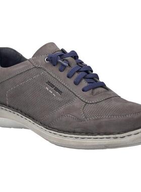 代购JOSEF SEIBEL男士休闲鞋透气轻便软底舒适灰色网眼系带圆头