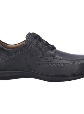 代购JOSEF SEIBEL男士皮鞋舒适软底轻便透气黑色系带圆头低帮