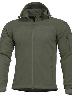 代购PENTAGON男士抓绒衣防风保暖透气软壳衣连帽长袖户外夹克