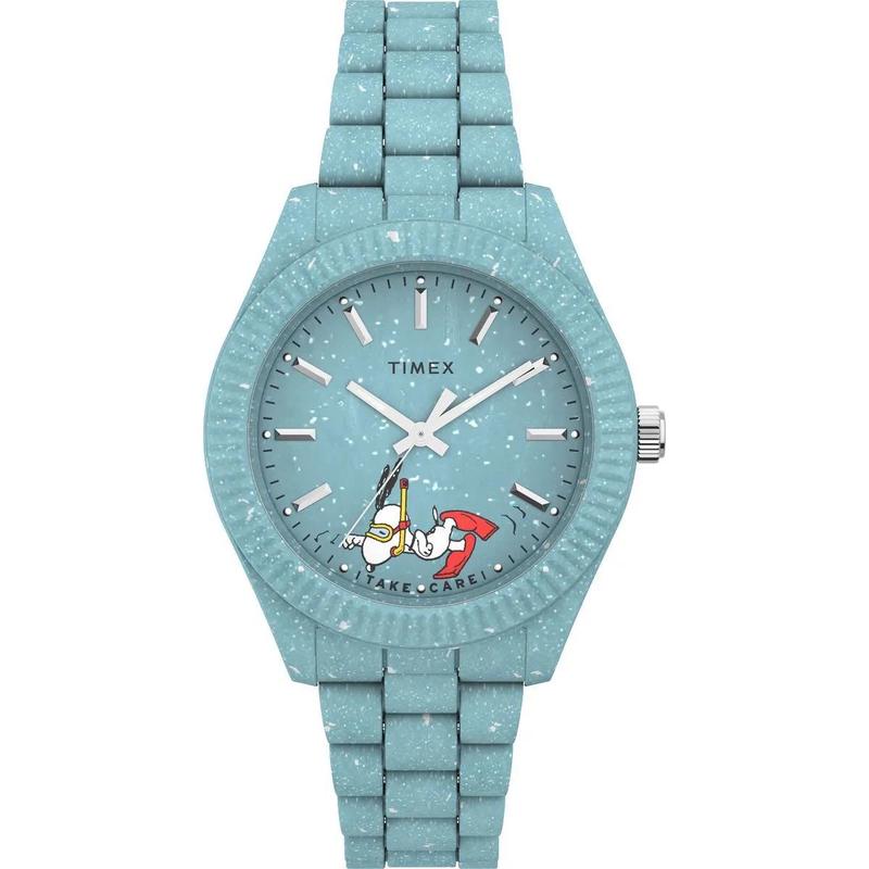 代购Timex天美时男女腕表计时夜光日期指针蓝色金属钢带防水