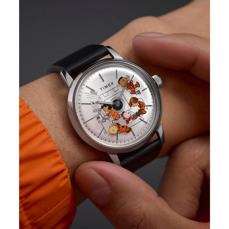 代购Timex天美时男女腕表日期计时防水自动上链皮带黑色钢壳