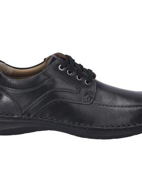 代购JOSEF SEIBEL男士皮鞋舒适软底透气轻便黑色系带圆头低帮