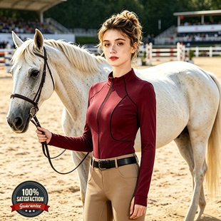 马术服女马术上衣高弹透气春秋舒适成人长袖骑马训练服骑马装备