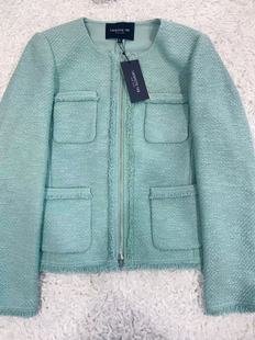 小猫儿美国直邮Lafayette148豆沙绿小香风流苏边圆领气质百搭外套