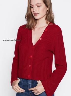 小猫儿美国代购直邮正品Equipment红色软糯气质羊绒开衫毛衣外套