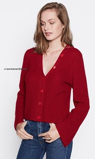 小猫儿美国代购直邮正品Equipment红色软糯气质羊绒开衫毛衣外套