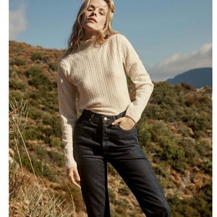 小猫儿美国代购直邮 Doen白色荷叶花边镂空钩织针织衫毛衣上衣