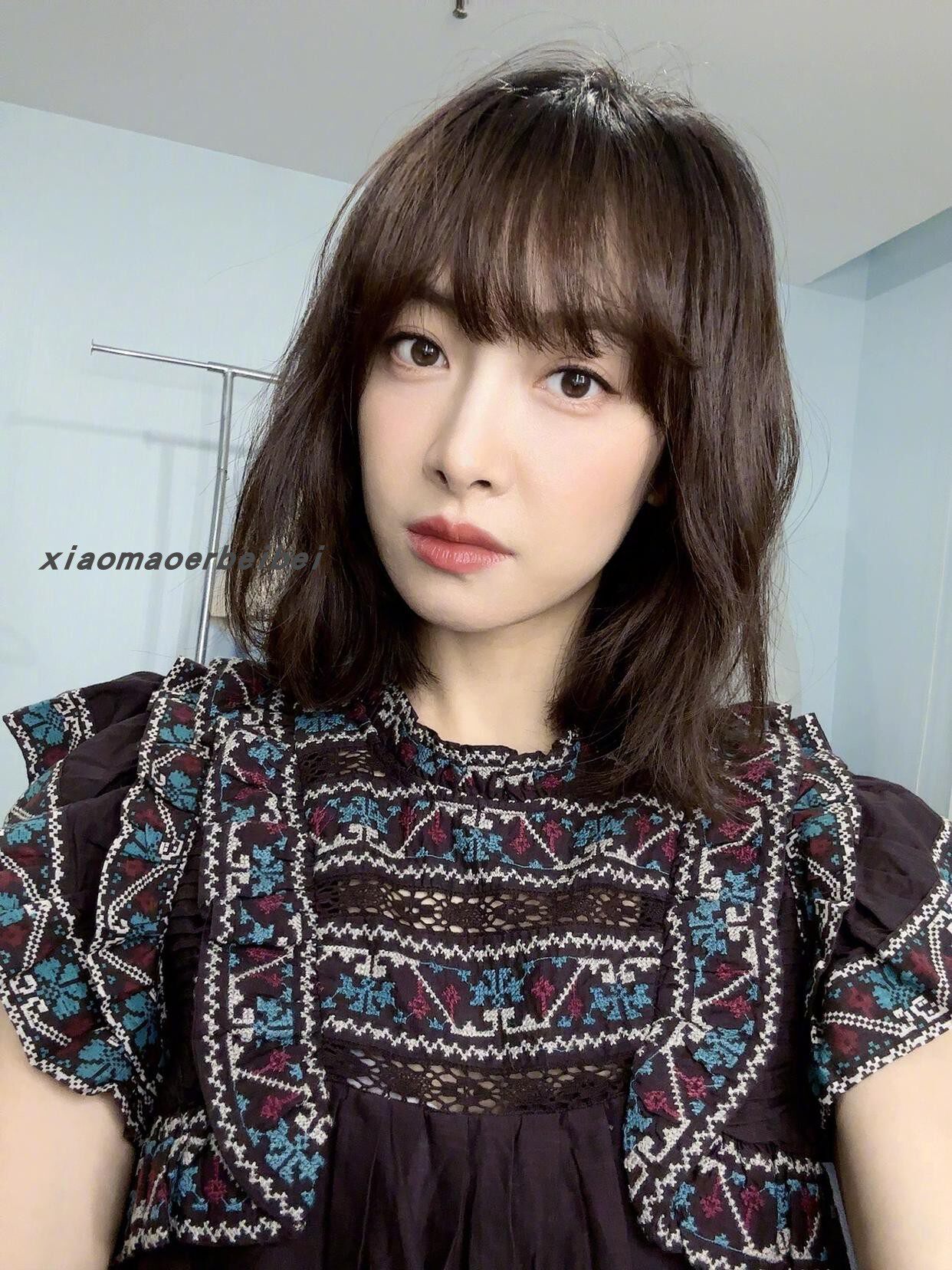 小猫儿美国代购直邮Sea复古重工刺绣荷叶边短袖上衣 宋茜同款