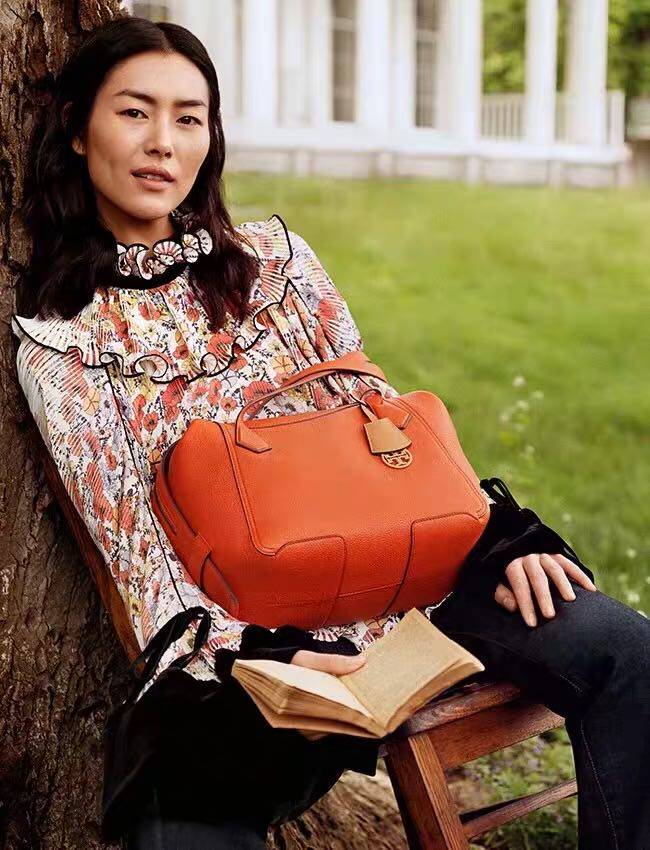 小猫儿美国代购 Tory burch 天鹅绒边饰荷叶边印花真丝衬衫