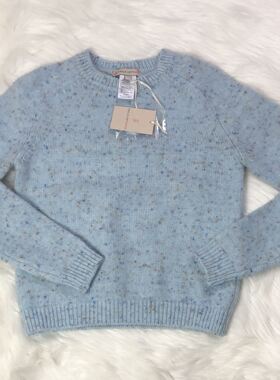 小猫儿美国Paul&Joe Sister蓝色毛衣圆领宽松短款毛衣意大利制造