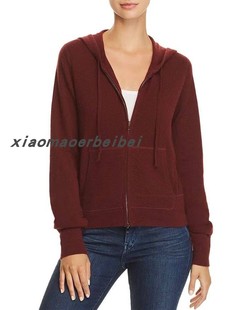 小猫儿美国代购正品直邮Theory酒红色纯羊绒毛衣开衫外套女显瘦