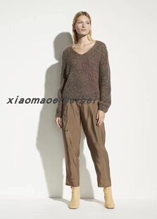 小猫儿美国代购 Vince羊毛马海毛V领拼色杂线宽松套头欧美范毛衣