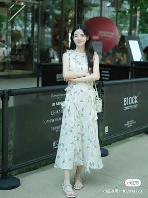 小猫儿美代直邮Ted Baker荷叶边无袖长款碎花夏季雪纺印花连衣裙
