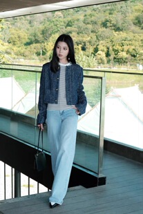 小猫儿美国代购直邮Frame复古牛仔粗花呢圆领短款西装外套上衣