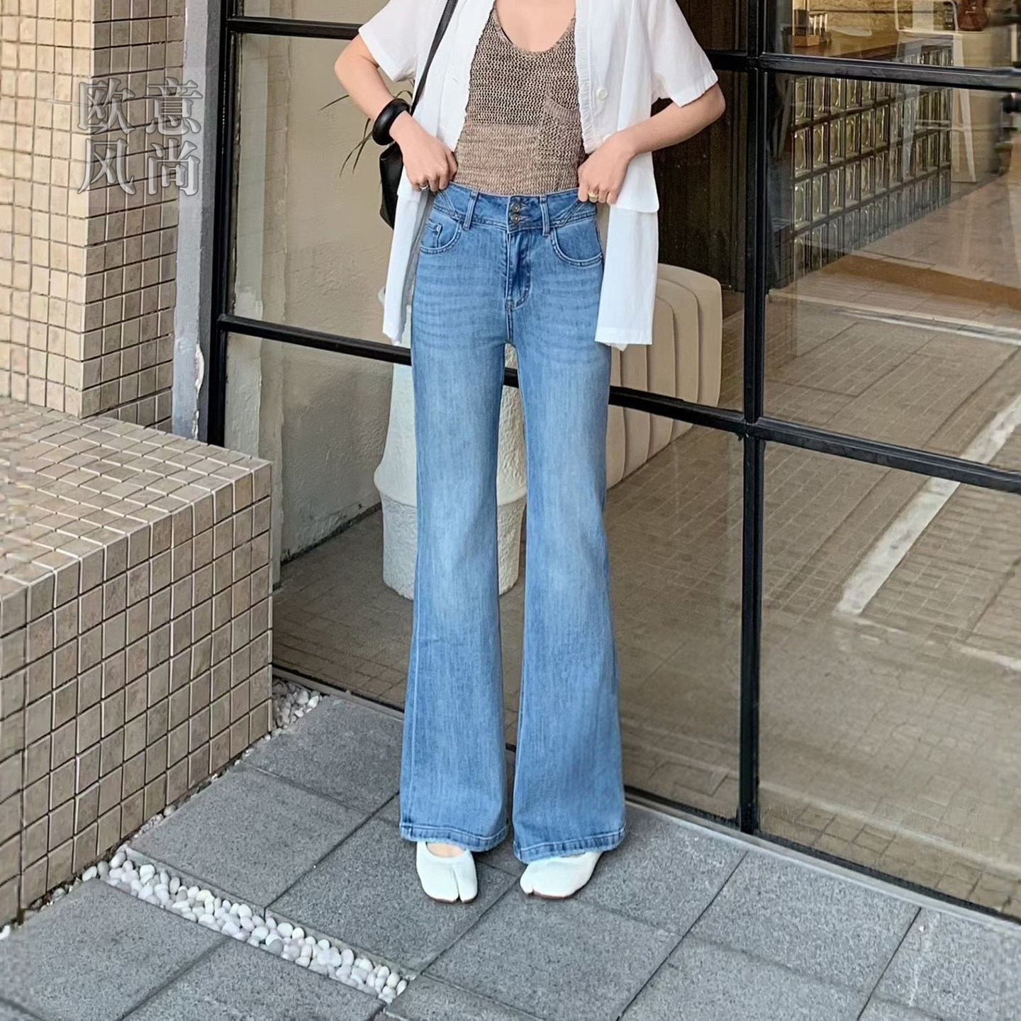 「超模裤」天生大长腿阔腿微喇牛仔裤女春款高腰显瘦小个子喇叭裤