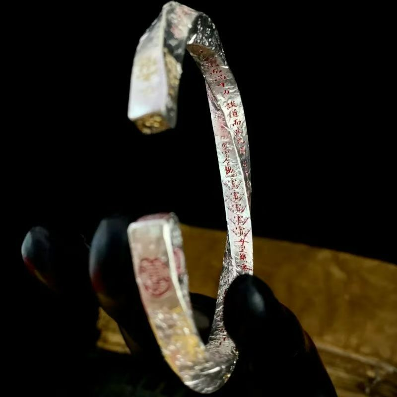 道系青年贴金工艺手镯传统文化开口手环高级感百搭送男友礼物配饰