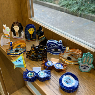 新款埃及神秘法老猫翅膀眼睛三角法老恶魔手掌醋酸个性抓夹鲨鱼夹