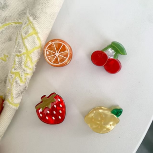 儿童亚克力发夹卡通草莓樱桃水果 diy发饰发夹小扁夹小抓夹发饰女