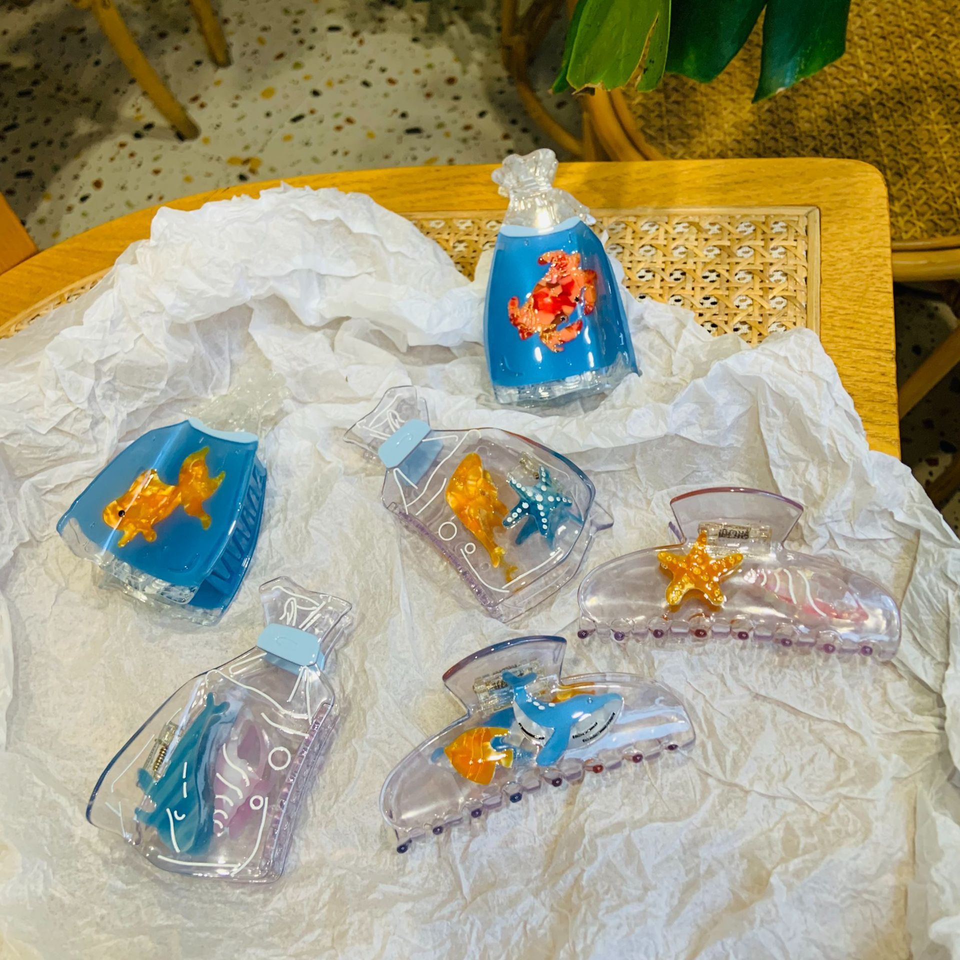 新款海洋系列海星金鱼小螃蟹抓夹