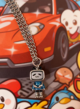 时尚可爱卡通风小机器人吊坠项链轻奢精致小巧锁骨链百搭日常饰品