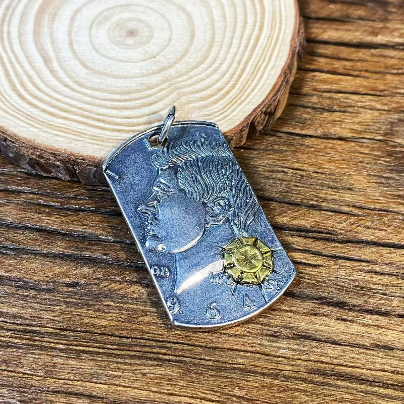 创意新款经典款美国肯尼迪银币吊坠黄铜镀银复古感潮流设计款项链,饰品/流行首饰/时尚饰品新,项坠/吊坠,淘宝优惠券,粉丝福利购,淘宝优惠卷
