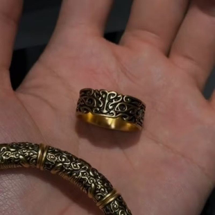 复古黑金饕餮戒指饕餮合集中式霸气时尚百搭轻奢男士手链礼物配饰