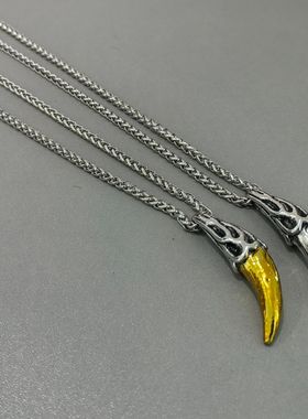 火焰狼牙钛钢男士项链不锈钢吊坠不掉色欧美饰品批发复古首饰嘻哈