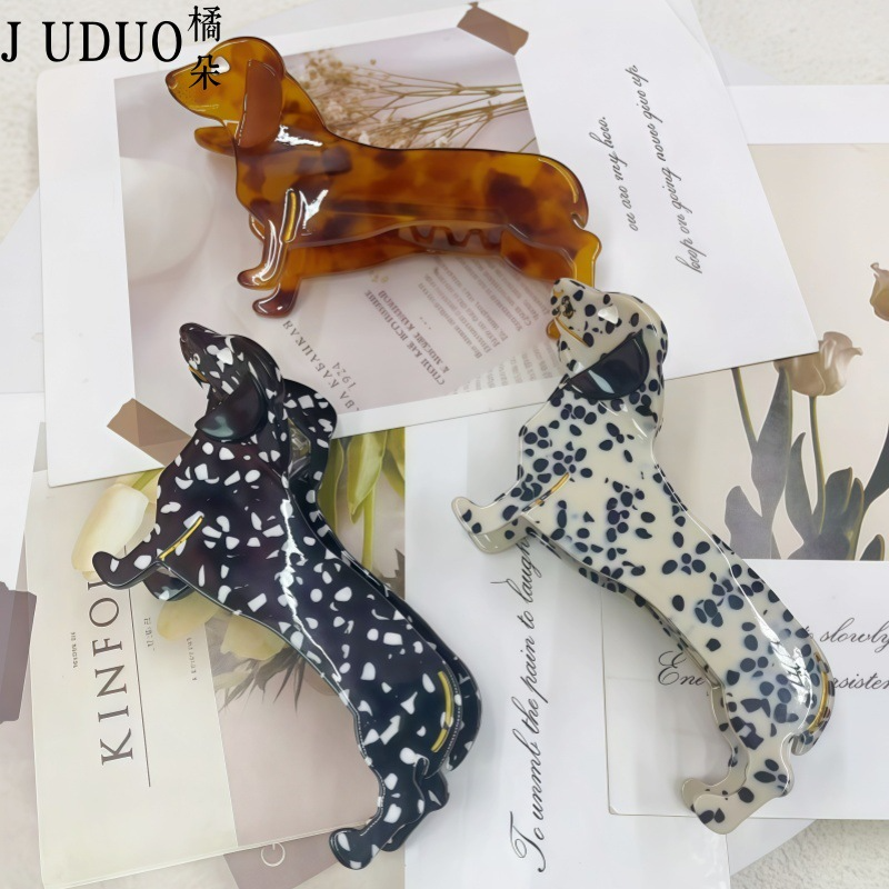 创意新款醋酸宠物小狗发夹趣味个性腊肠狗抓夹盘发创意鲨鱼夹发饰