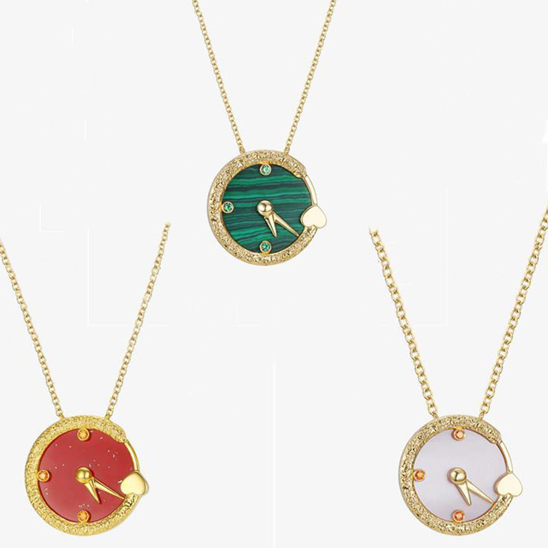 中世纪宫廷风恒久远时针吊坠项链轻奢复古气质锁骨链小巧装饰品