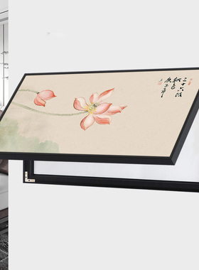 电表箱装饰画画新中式水墨荷花图弱电箱空开电闸行动电源遮丑加大