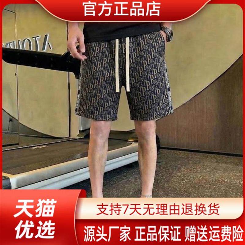 锋界服饰夏季轻奢高端潮牌百搭满幅老印花字母男士外穿五分短裤