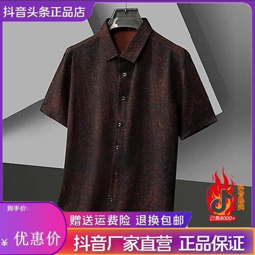 佐罗轻奢Amphelisia夏季男短袖衬衫中年宽松翻领大码透气薄款衬衣