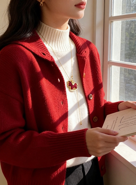 新年红色丝绒小马项链马年配饰