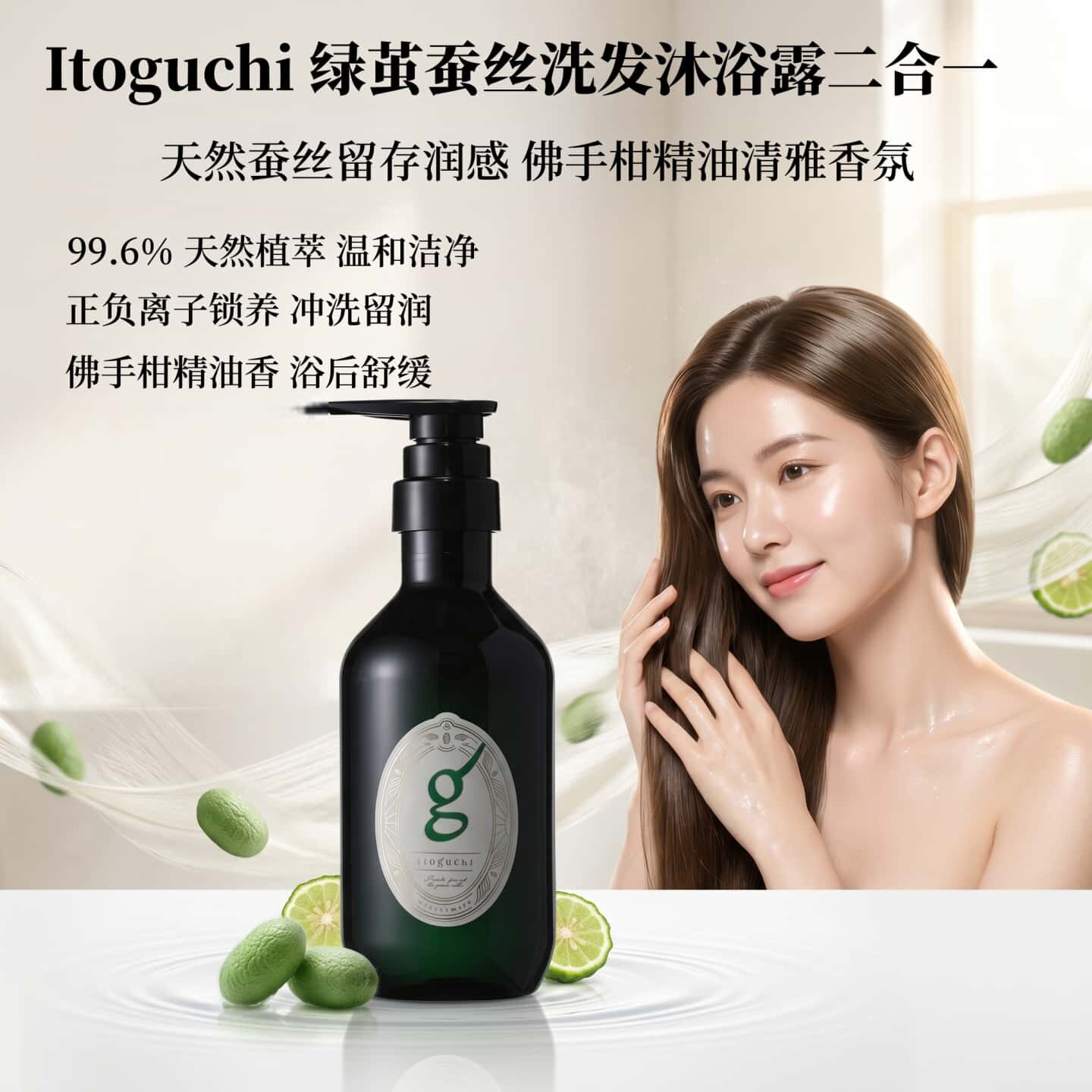 日本代购Itoguchi蚕丝洗发沐浴露二合一温和修护发丝全身保湿留香