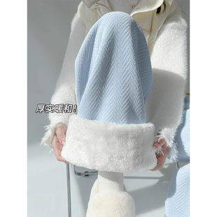 女童新款加绒直筒阔腿裤2025秋冬款女大童冬季加厚儿童羊羔绒裤子