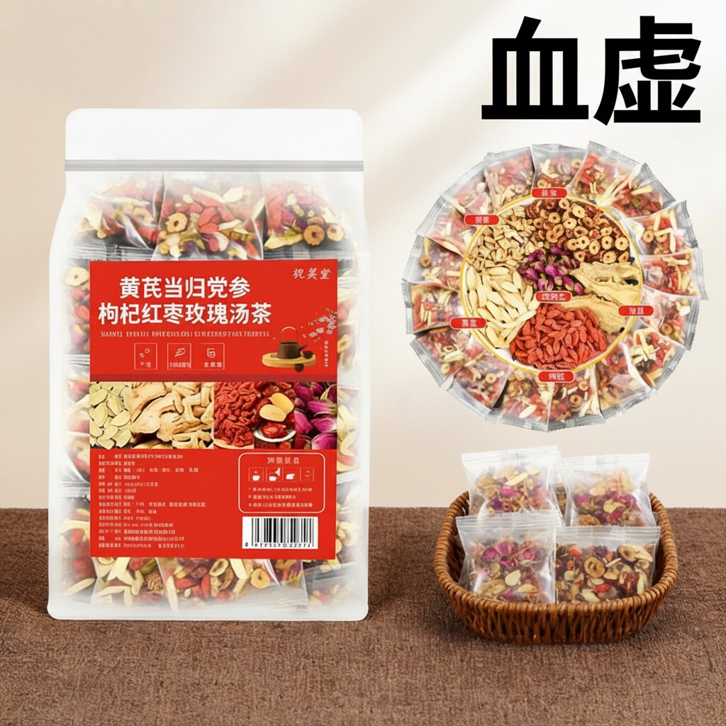 黄芪补气养血女人养生茶当归红枣枸杞茶党参红枣泡调理男女生花茶