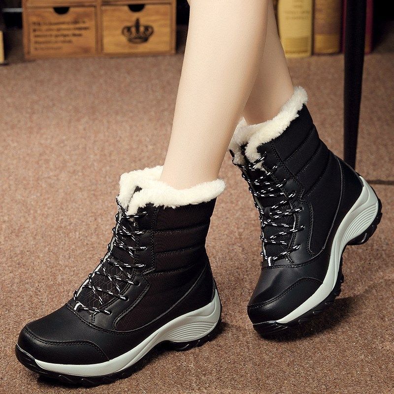 сапоги Women waterproof shoes winter warm snow boots女