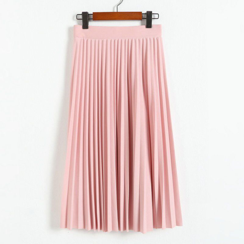 Spring Autumn Women High Waist Pleated skirts Half Length
