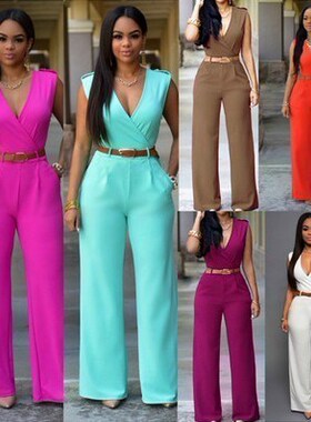 2016 new women fashion jumpsuits siamese pants 阔腿裤连体裤