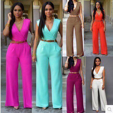 2016 new women fashion jumpsuits siamese pants 阔腿裤连体裤