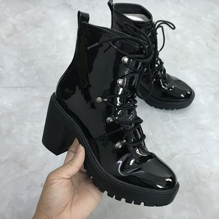 2018 winter women's lace-up ankle boots shoes欧美女靴size 40